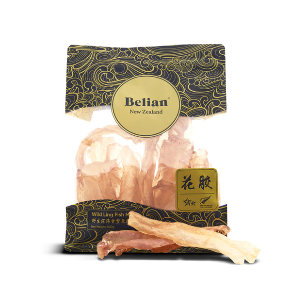 Belian®精品|新西兰深海鳕鳘鱼花胶|原胶2/二星500克（15-25片）